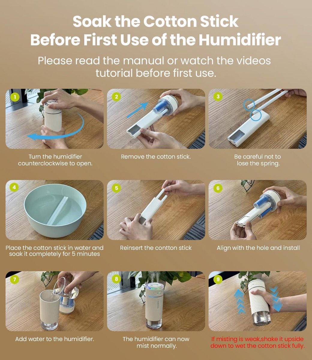 Humidifiers - Air humidifier - Bedroom humidifier - Mini desktop humidifier for travel, office, or children's room - Black - Image 5