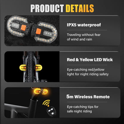 Bicycle light with alarm and rechargeable battery - Bicycle lamp - Bicycle alarm - Bicycle light - Bicycle alarm with remote control - Bicycle taillight - USB rechargeable - Waterproof - Alarm system - Bicycle taillight with alarm function - Black - Image 3