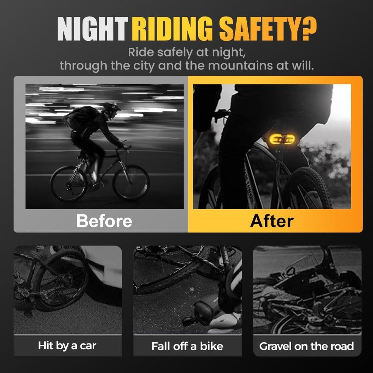 Bicycle light with alarm and rechargeable battery - Bicycle lamp - Bicycle alarm - Bicycle light - Bicycle alarm with remote control - Bicycle taillight - USB rechargeable - Waterproof - Alarm system - Bicycle taillight with alarm function - Black - Image 4
