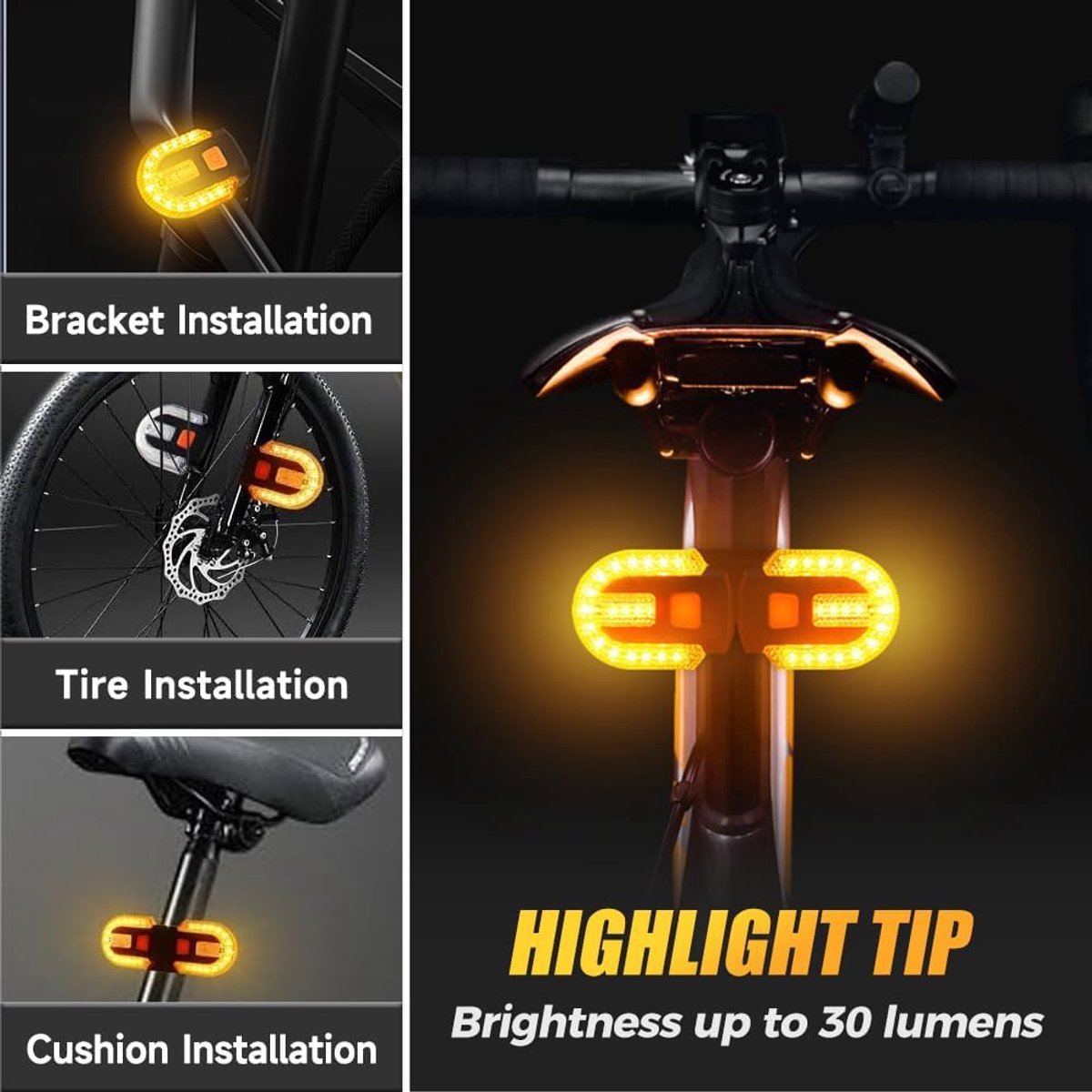 Bicycle light with alarm and rechargeable battery - Bicycle lamp - Bicycle alarm - Bicycle light - Bicycle alarm with remote control - Bicycle taillight - USB rechargeable - Waterproof - Alarm system - Bicycle taillight with alarm function - Black - Image 6