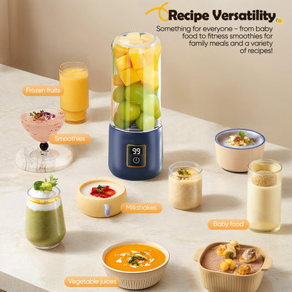 Portable Blender - Mini Blender - 12 Blades - Portable - On-the-Go Blender - Mini Juicer - Smoothie Maker - Perfect for Smoothies, Juices, and Baby Food - Dark Blue - Image 4