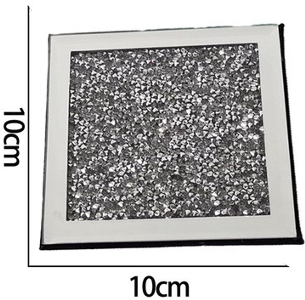 Set of 4 Mirror Effect Coasters – Crushed Diamond Coasters – Table Decor – With cut diamond crystal and mirror (square), for restaurant tables, kitchens, bars, restaurants - Image 5
