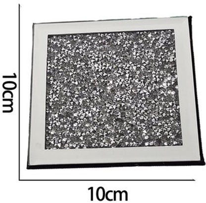 Set of 4 Mirror Effect Coasters – Crushed Diamond Coasters – Table Decor – With cut diamond crystal and mirror (square), for restaurant tables, kitchens, bars, restaurants - Image 5