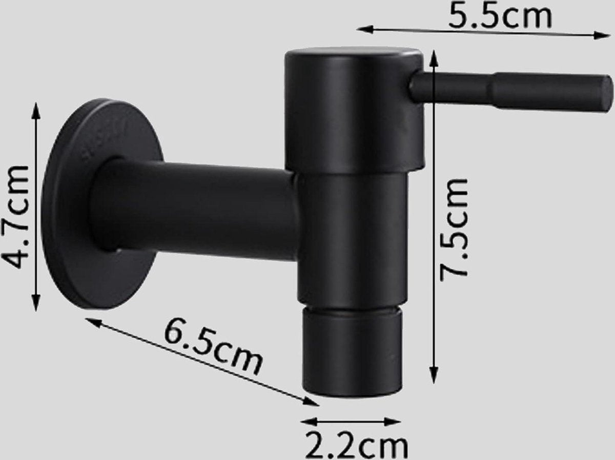 Single black stainless steel wall-mounted cold water kitchen faucet - Bathroom garden faucet - Sink faucet - Cold water bathroom faucet - Garden - Image 2