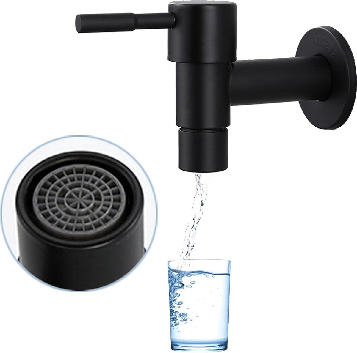 Single black stainless steel wall-mounted cold water kitchen faucet - Bathroom garden faucet - Sink faucet - Cold water bathroom faucet - Garden - Image 3