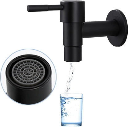 Single black stainless steel wall-mounted cold water kitchen faucet - Bathroom garden faucet - Sink faucet - Cold water bathroom faucet - Garden - Image 3