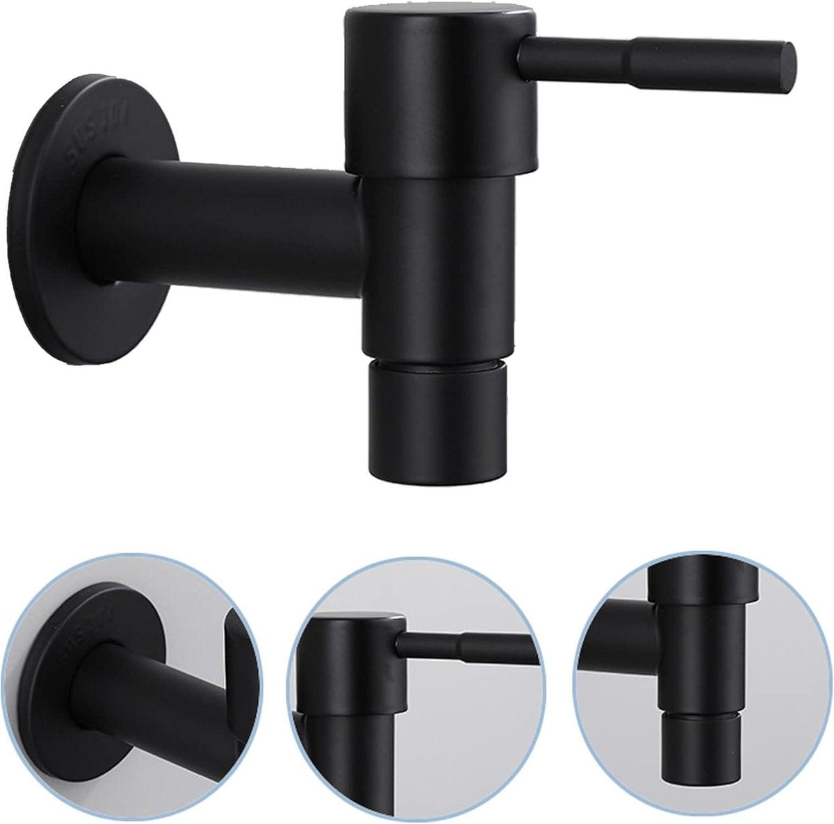 Single black stainless steel wall-mounted cold water kitchen faucet - Bathroom garden faucet - Sink faucet - Cold water bathroom faucet - Garden - Image 4