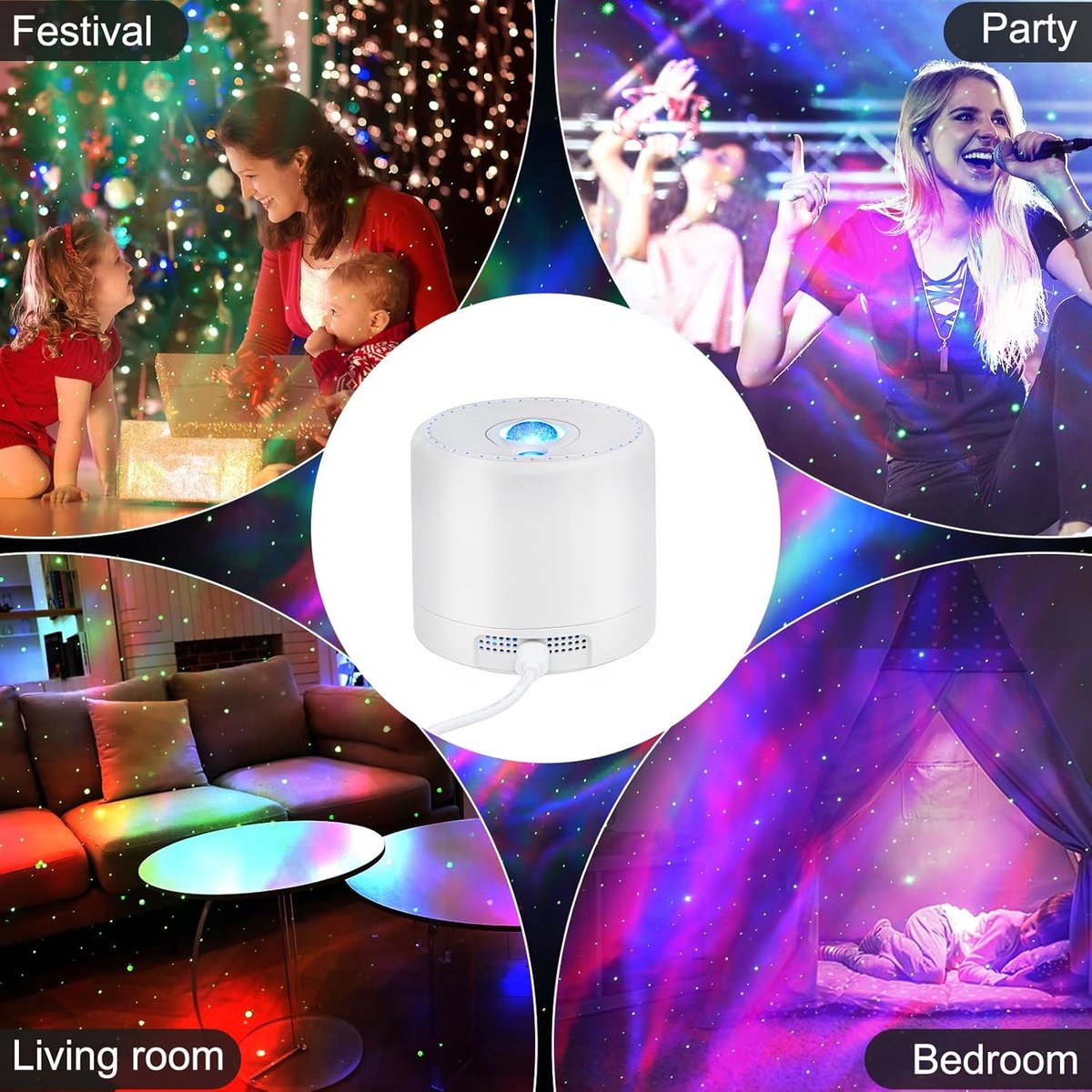 Projector - Starry Sky Projector - Starry Sky Lamp - Night Light Projector - With adjustable speed and brightness - With remote control - For decorating bedrooms, children's rooms, and adults' rooms - Image 2