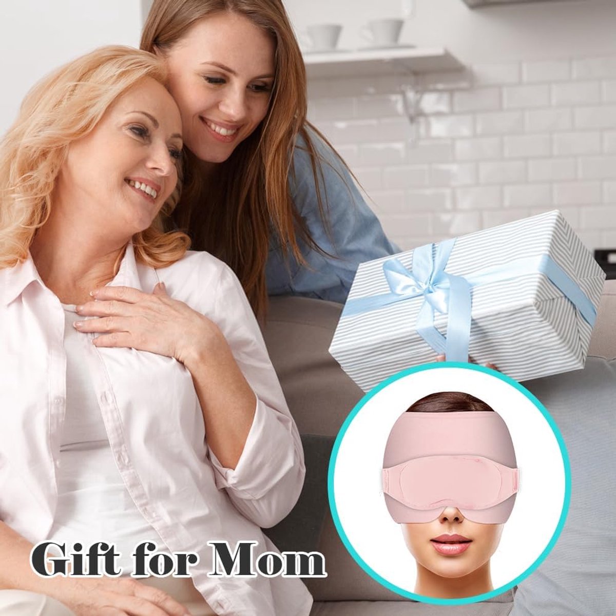 Migraine Relief Hat - Eye Mask - Cooling Eye Mask - Headache Relief - Hot & Cold Pack - 3-in-1 Pain Relief Mask - with Removable Eye Mask - Reusable - Migraine Relief Hat - Pink - Image 2