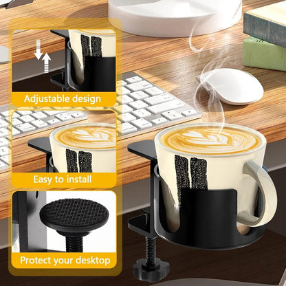 Adjustable and portable tabletop cup holder with clip - universal holder for bottles, coffee cups and water cups - 95 cm diameter, max. capacity 5 kg - Image 2