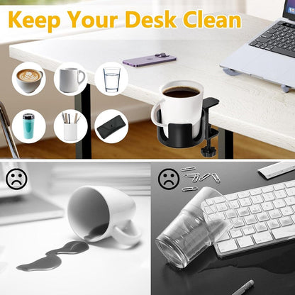 Adjustable and portable tabletop cup holder with clip - universal holder for bottles, coffee cups and water cups - 95 cm diameter, max. capacity 5 kg - Image 3