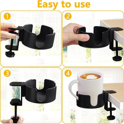 Adjustable and portable tabletop cup holder with clip - universal holder for bottles, coffee cups and water cups - 95 cm diameter, max. capacity 5 kg - Image 4