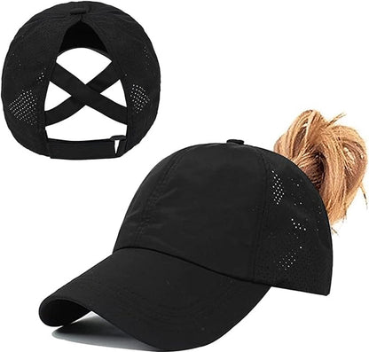 Women's ponytail baseball cap, adjustable summer cap in quick-drying breathable mesh, unisex baseball cap, sports cap