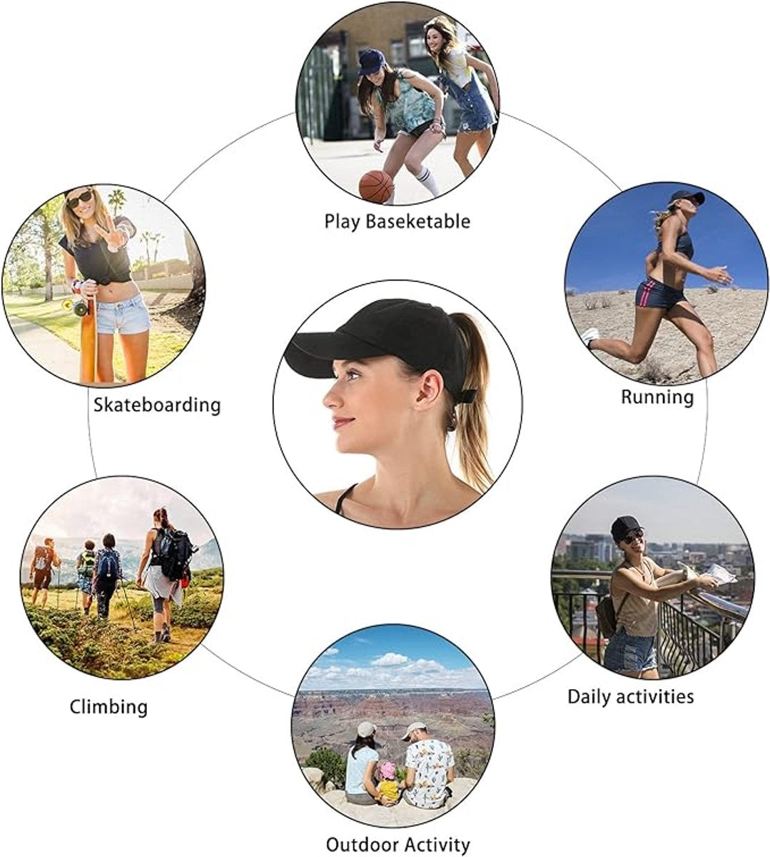 Women's ponytail baseball cap, adjustable summer cap in quick-drying breathable mesh, unisex baseball cap, sports cap - Image 3