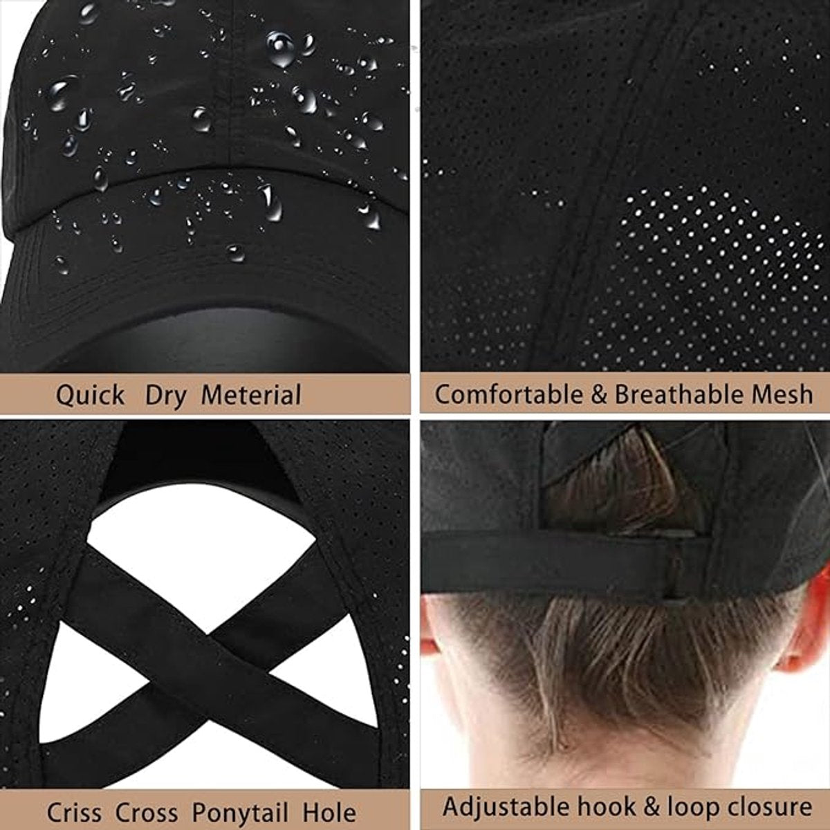 Women's ponytail baseball cap, adjustable summer cap in quick-drying breathable mesh, unisex baseball cap, sports cap - Image 5