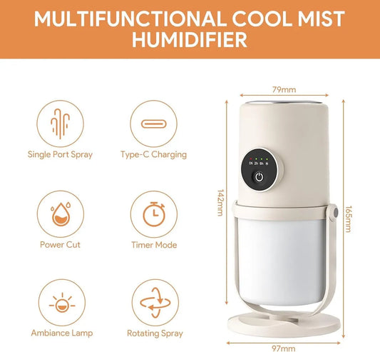 Humidifiers - Bedroom Humidifier - Cool Mist Humidifier - 280ml USB Desktop Humidifier with Night Light for Bedroom - Quiet Operation - Automatic Shut-Off - Timer - Image 3