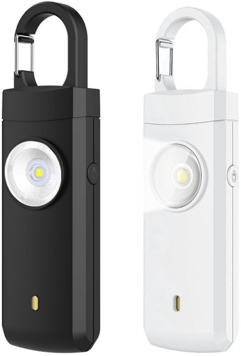 Alarm - Personal Alarm - 130 dB Sound and Intense Flashing - Personal Security Alarm - Self-Defense Keychain - Personal Protection - Senior Alarm - Portable Security Alarm - White, Black