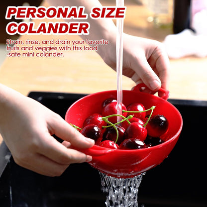 4-Piece Vegetable Basket - Drainer - Kitchen Colander - Plastic Berry Strainer - Colander Basket - with Double Handles - Small Colander - for Fruits, Vegetables and Food - Kitchen Accessories - Red - 19 x 14.8 x 7.5 cm - Image 2