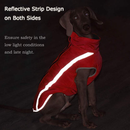 Dog Coat - Waterproof and Warm for Winter - Warm Dog Jacket - Windproof Fleece for Puppies - Reflective Outerwear - Cold Weather Vest - Perfect for Small, Medium, and Large Dogs - Red - Size 4XL - Image 3