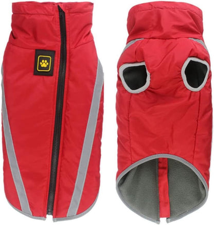Dog Coat - Waterproof and Warm for Winter - Warm Dog Jacket - Windproof Fleece for Puppies - Reflective Outerwear - Cold Weather Vest - Perfect for Small, Medium, and Large Dogs - Red - Size 4XL - Image 6