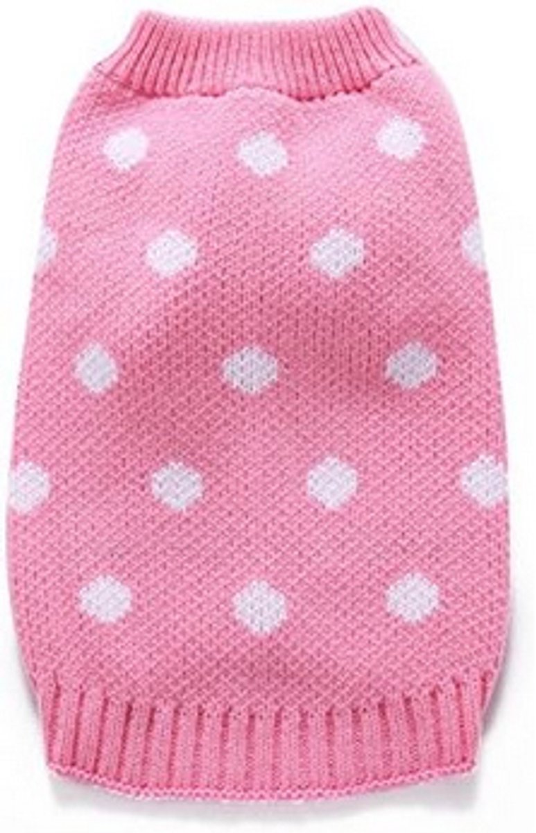 Dog Sweater - Classic Dog Sweater - Polka Dot Knit Sweater - Dog Coat - Puppy Clothes - Autumn and Winter Dog Clothes - Pink - Size L - Perfect for Small Dogs - Medium-Sized Dogs - Party Clothes - Image 2