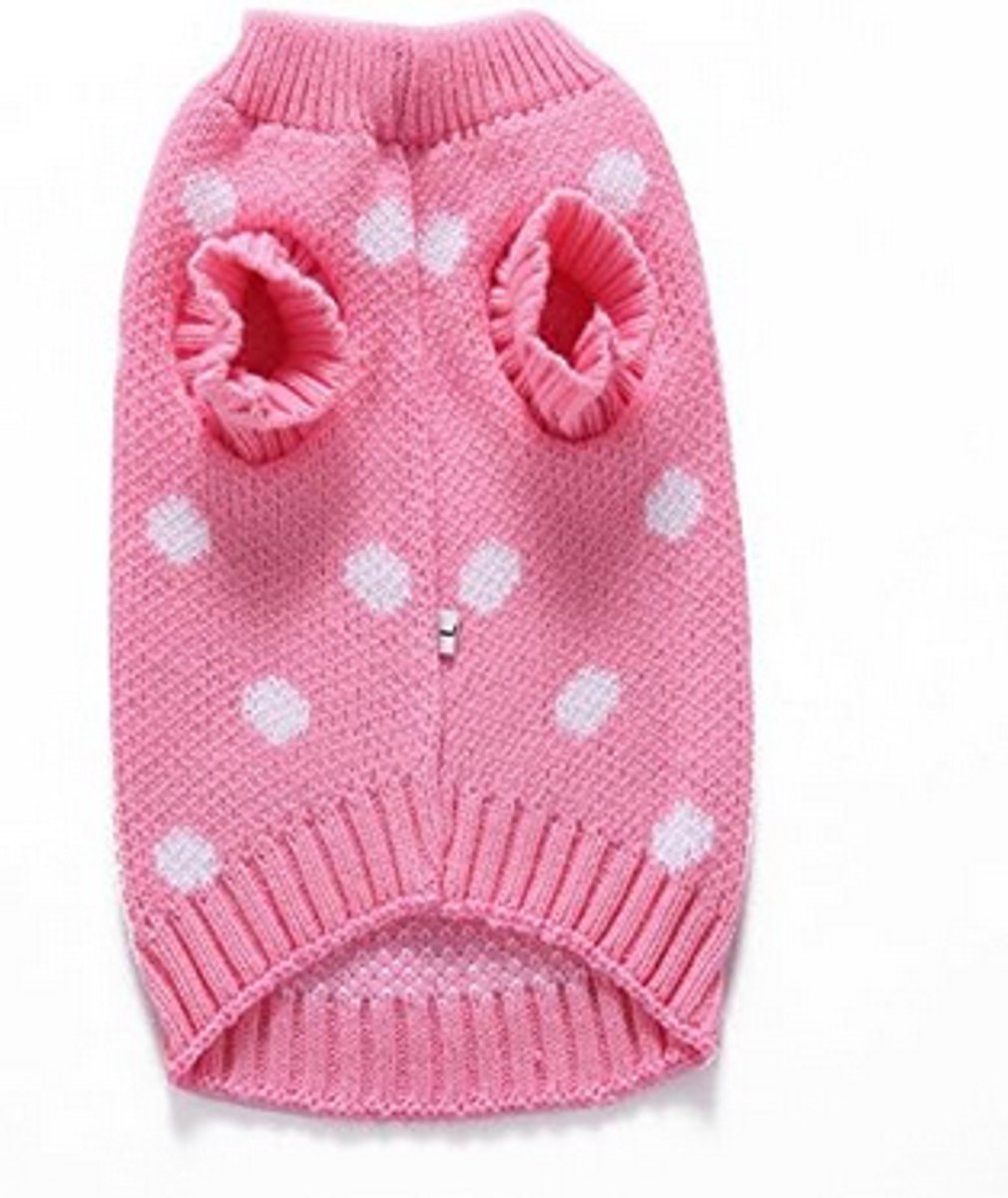 Dog Sweater - Classic Dog Sweater - Polka Dot Knit Sweater - Dog Coat - Puppy Clothes - Autumn and Winter Dog Clothes - Pink - Size L - Perfect for Small Dogs - Medium-Sized Dogs - Party Clothes - Image 4