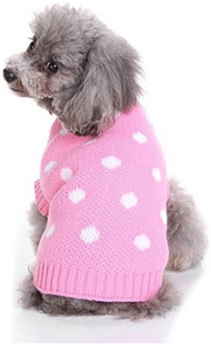 Dog Sweater - Classic Dog Sweater - Polka Dot Knit Sweater - Dog Coat - Puppy Clothes - Autumn and Winter Dog Clothes - Pink - Size L - Perfect for Small Dogs - Medium-Sized Dogs - Party Clothes - Image 5