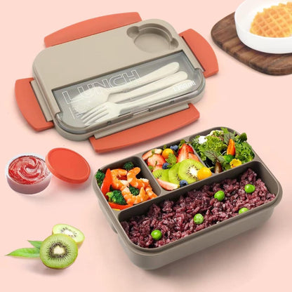 Lunch boxes - Lunch box - Adult lunch box - Children's lunch box - 1300 ml stackable for adults - Leakproof container with compartments - 4-in-1 lunch box, gravy boat and cutlery - Microwave and dishwasher safe (beige) - Image 5