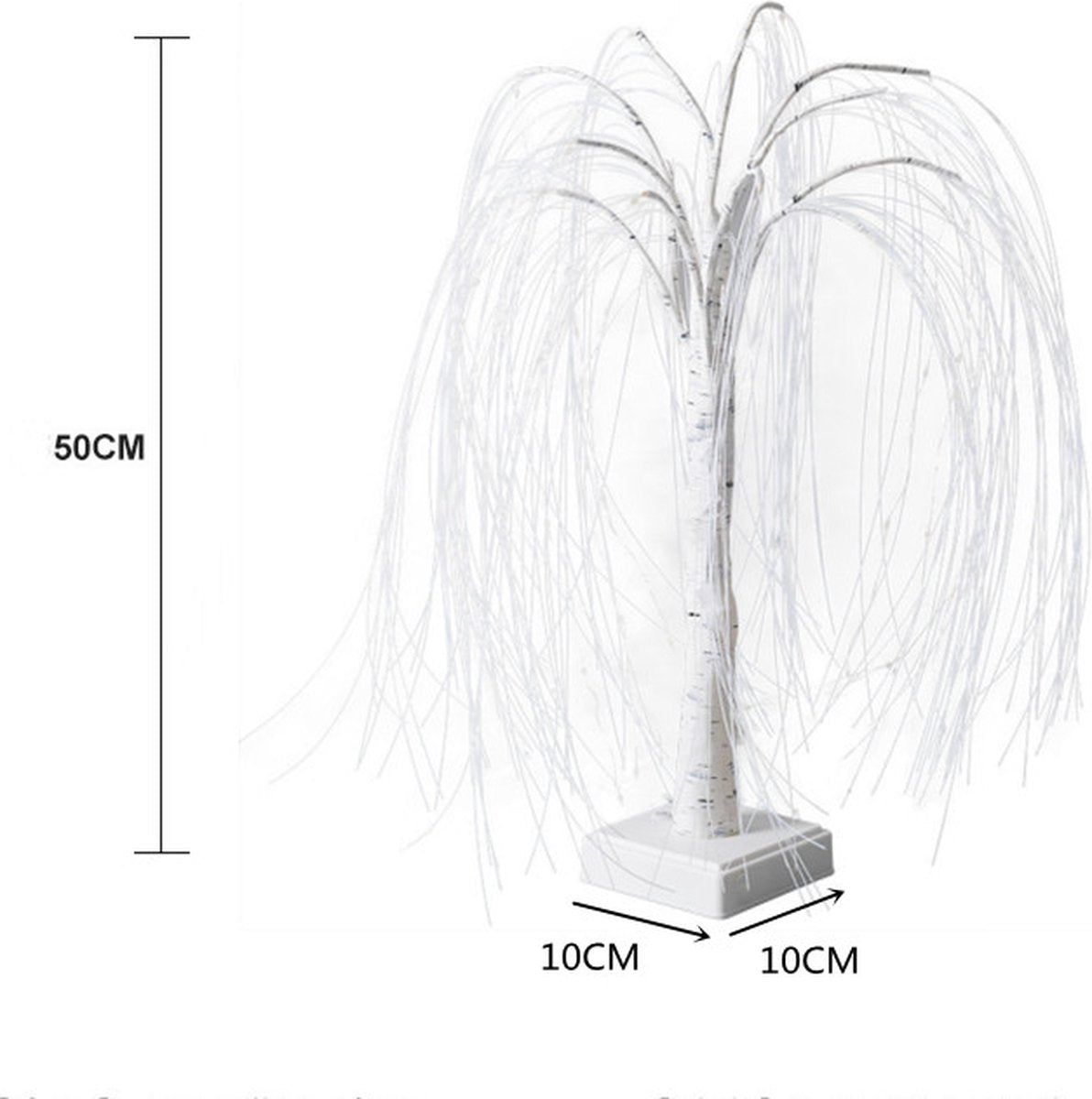 Elegant 50cm tall LED willow lamp with 7 modes - for living room and bedroom - Dual Power (USB and battery), warm white ambient light, Design - white - Image 4