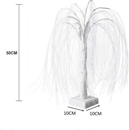 Elegant 50cm tall LED willow lamp with 7 modes - for living room and bedroom - Dual Power (USB and battery), warm white ambient light, Design - white - Image 4