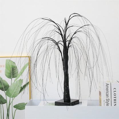 Elegant 50cm tall LED willow lamp with 7 modes - for living room and bedroom - Dual Power (USB and battery), warm white ambient light, energy-saving and versatile design - black - Image 6