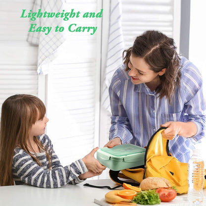 Lunch box, bento box, 3-compartment lunch box with cutlery, leakproof lunch box, freezer safe, dishwasher safe, microwave safe, lunch box for school, work, picnics and travel (green) - Image 2
