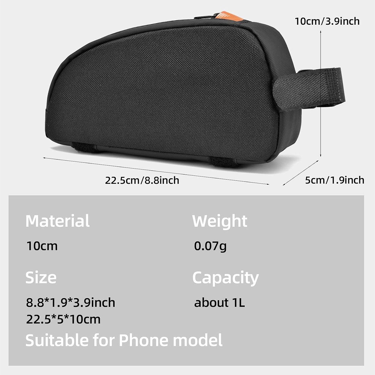 Waterproof bicycle bag for front frame, bicycle bag for top tube, suitable for road bikes, mountain bikes, outdoor cycling, travel and hiking - Image 2