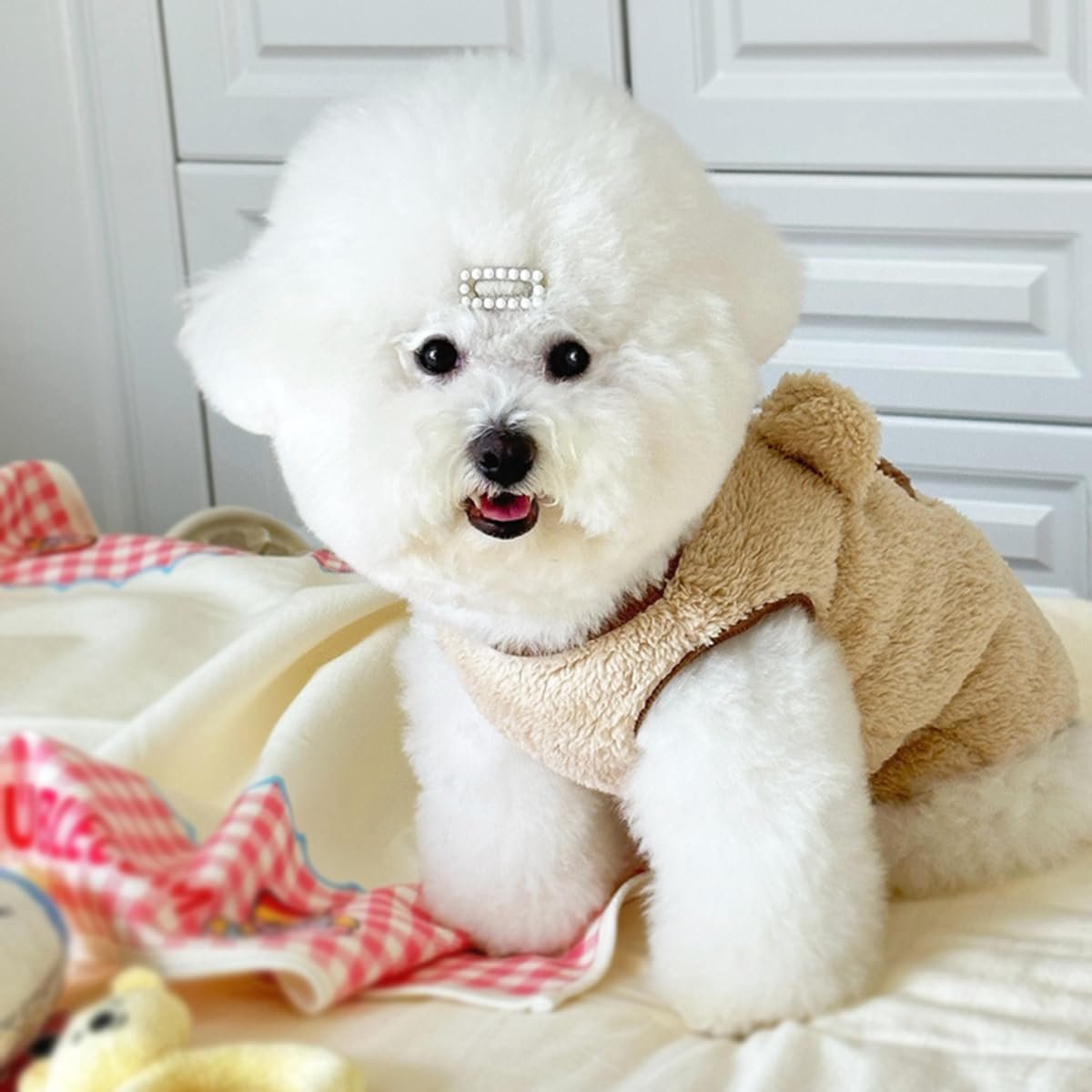 Dog Sweater - Dog Coat - Warm Winter Sweater - Warm Dog Coat - Bear Puppy - Plush Coat - Warm Clothing - Perfect for Small Dogs - Medium Dogs - Dog - Coffee - Beige - Size M - Image 3