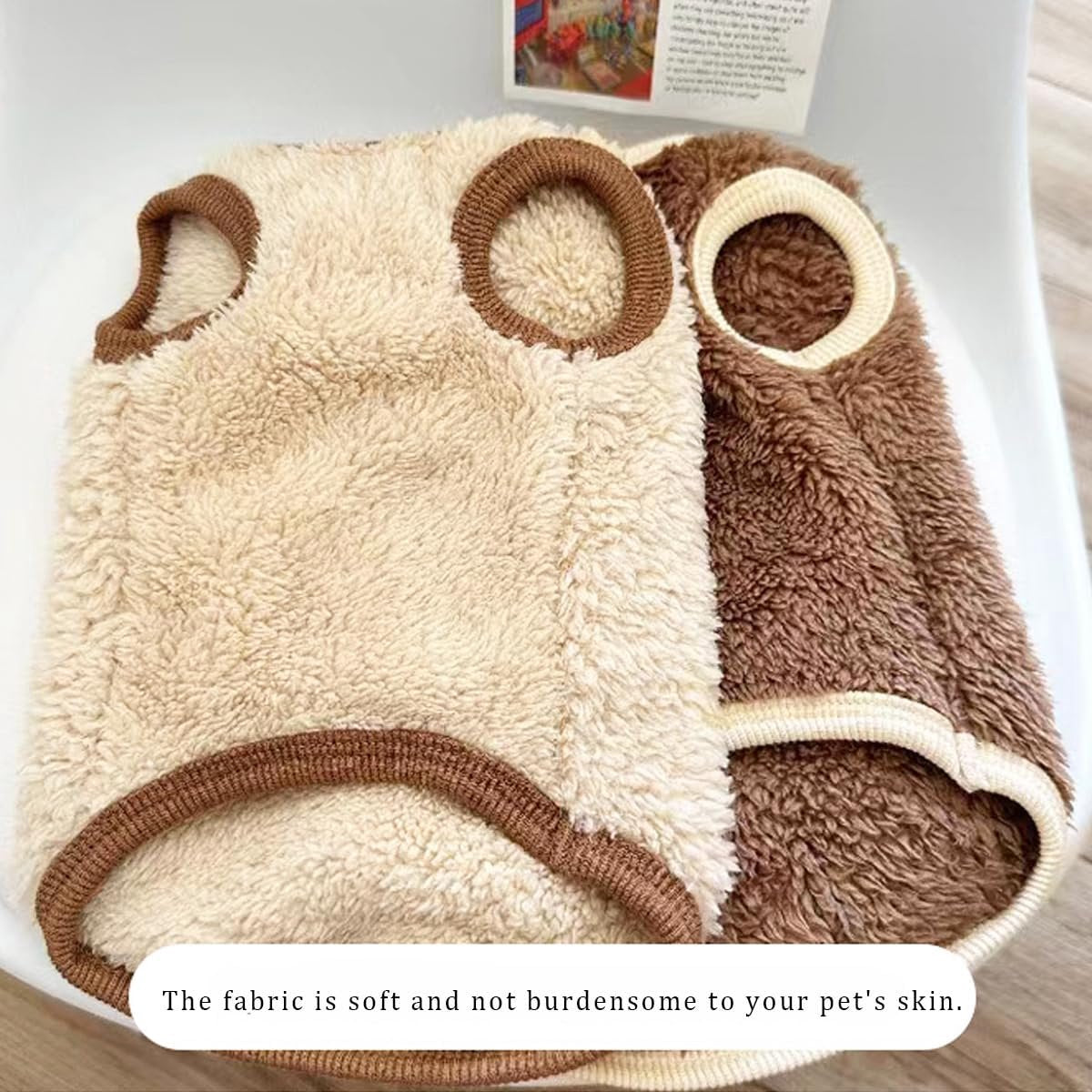 Dog Sweater - Dog Coat - Warm Winter Sweater - Warm Dog Coat - Bear Puppy - Plush Coat - Warm Clothing - Perfect for Small Dogs - Medium Dogs - Dog - Coffee - Beige - Size M - Image 4