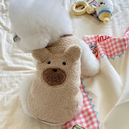 Dog Sweater - Dog Coat - Warm Winter Sweater - Warm Dog Coat - Bear Puppy - Plush Coat - Warm Clothing - Perfect for Small Dogs - Medium Dogs - Dog - Coffee - Beige - Size M - Image 7