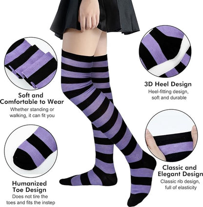 Socks - Women's Knee-High Socks - High Knee-High Socks - Sexy Socks - Women's Knee-High Socks - Stockings - Leg Warmers - Casual Outfit - Role Play - 6 Pairs - Image 4