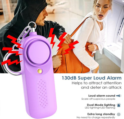 Personal Alarm - 130 dB - Security Siren - Self-Defense Siren - With LED Light-Up Keyring - For Children, Women, Students and Seniors (Purple) - Image 3