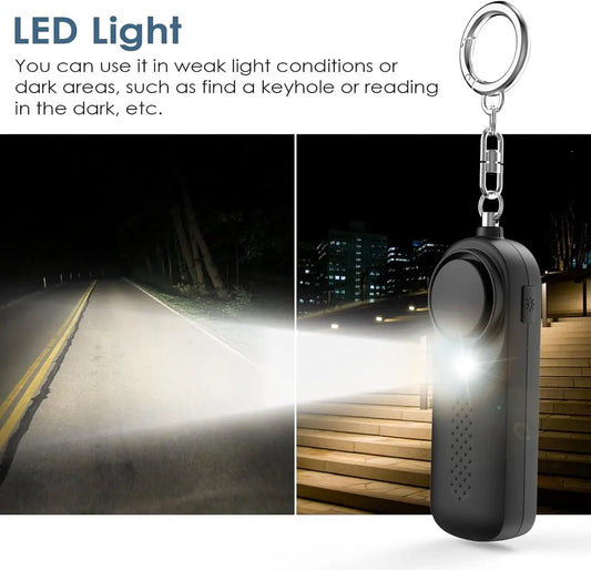 Personal Alarm - 130 dB - Security Siren - Self-Defense Siren - With LED Light-Up Keyring - For Children, Women, Students and Seniors (Black) - Image 6