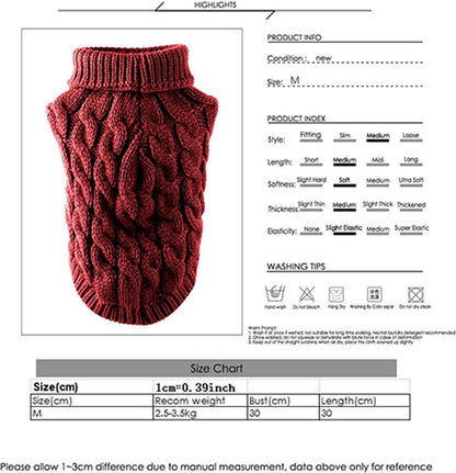 Dog Coat - Dog Sweater Vest - Warm Dog Coat - Winter Dog Sweater - Soft Knitted Wool Dog Clothes - Crochet Coat - Perfect for Small Dogs - Medium-Sized Dogs - Size M - Red - Image 2