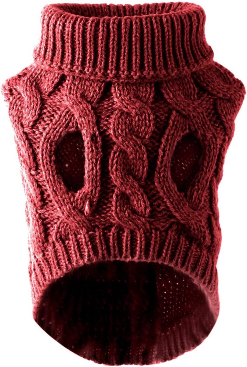 Dog Coat - Dog Sweater Vest - Warm Dog Coat - Winter Dog Sweater - Soft Knitted Wool Dog Clothes - Crochet Coat - Perfect for Small Dogs - Medium-Sized Dogs - Size M - Red - Image 4
