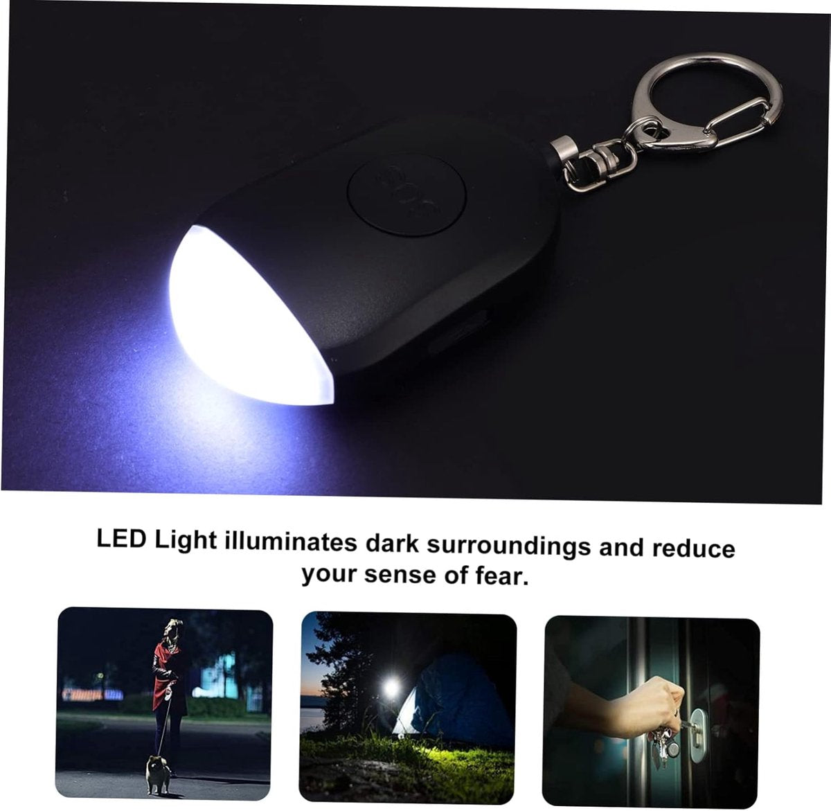 Portable Security Alarm - Personal Alarm - with LED - Emergency Alarm - SOS Button - Alarm Keychain - for Women - Personal Alarm for Outdoor Activities - Personal Alarm Keychain (Black) - Image 2