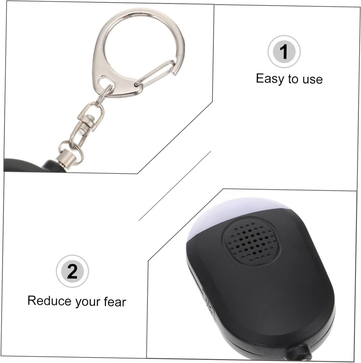 Portable Security Alarm - Personal Alarm - with LED - Emergency Alarm - SOS Button - Alarm Keychain - for Women - Personal Alarm for Outdoor Activities - Personal Alarm Keychain (Black) - Image 5