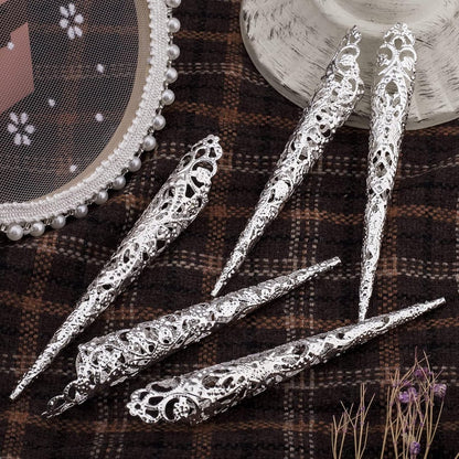 Nepnagels - Halloween kunst nails - Nageltips - Kunstnagels - Halloween decoratie- Glitter Nagels - Geschikt for girls - Halloween rollenspel - Zilver - Image 7