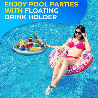 Inflatable pool party floats - Floating pool cup holder - Pool accessories - Silver - Image 4