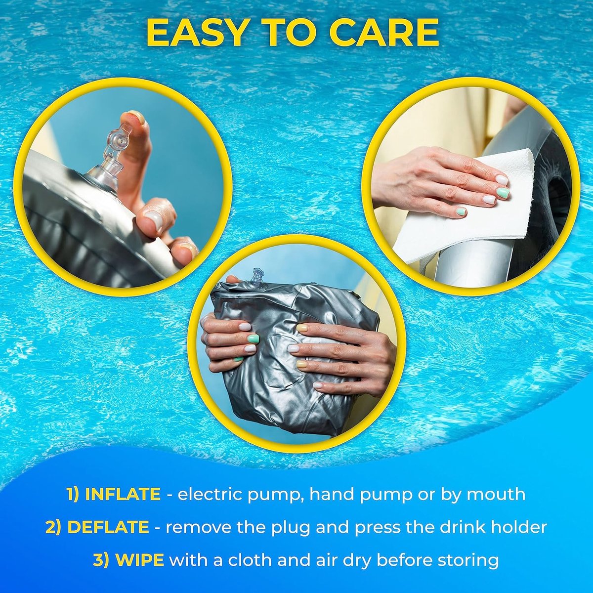 Inflatable pool party floats - Floating pool cup holder - Pool accessories - Silver - Image 5
