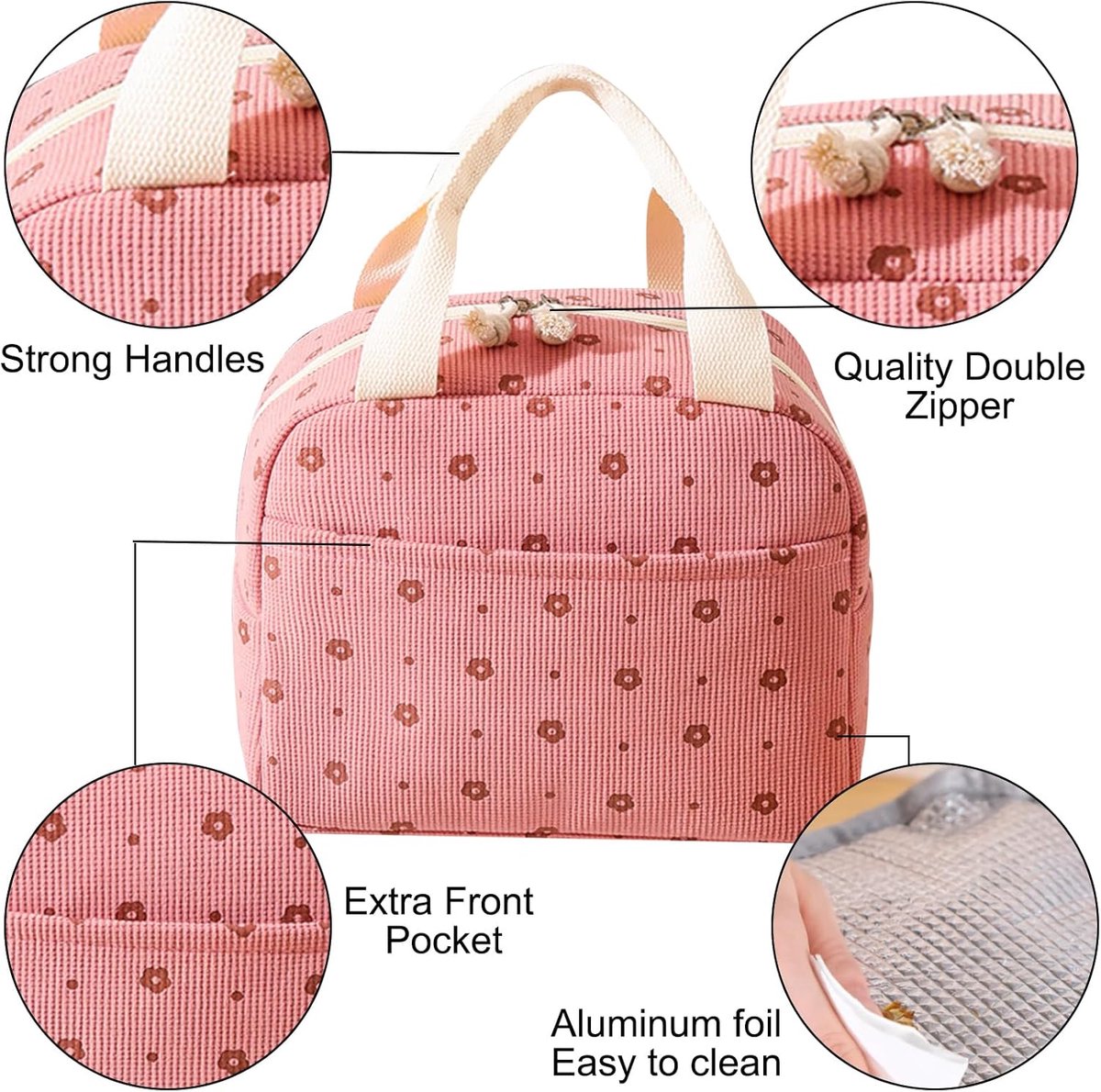 Women's Insulated Lunch Bag - Pink Insulated Bag for Work and School - Image 6