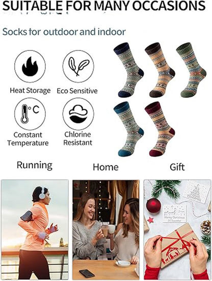 Socks - Women's Socks - Indoor Socks - Warm Winter Socks - Women's Round Neck Winter Socks - Warm and Thick Wool - Comfortable and Soft - Perfect as a Christmas Gift - Christmas Stocking Trim - Image 2