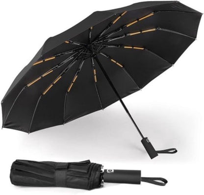 Folding umbrella, safety umbrella, windproof, pocket umbrella, automatic open and close, 105 cm, golf umbrella, 12 reinforced fiberglass ribs, 210T nylon umbrella, travel umbrella with UV protection