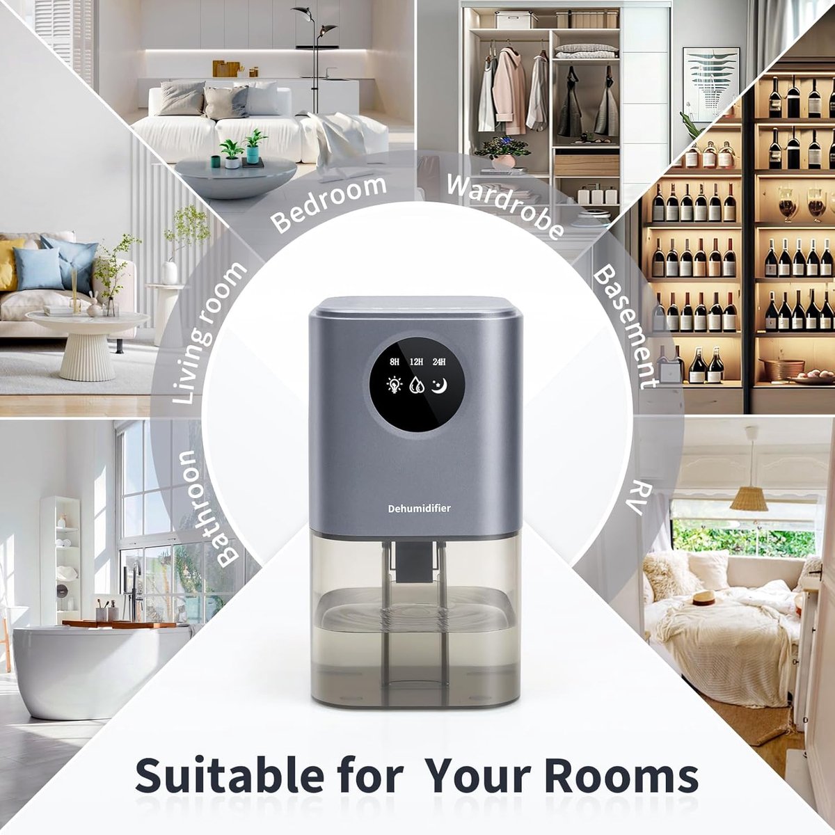 Dehumidifier - Intelligent Ultra - Silent Dehumidifier - Ultra-Quiet Portable Dehumidifier - For Drying Laundry - Dehumidifies Bedrooms, Bathrooms, Wardrobes, and Caravans - Black - Image 4